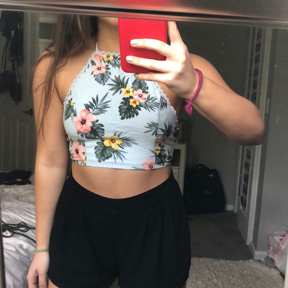 Forever 21 halter flower crop top